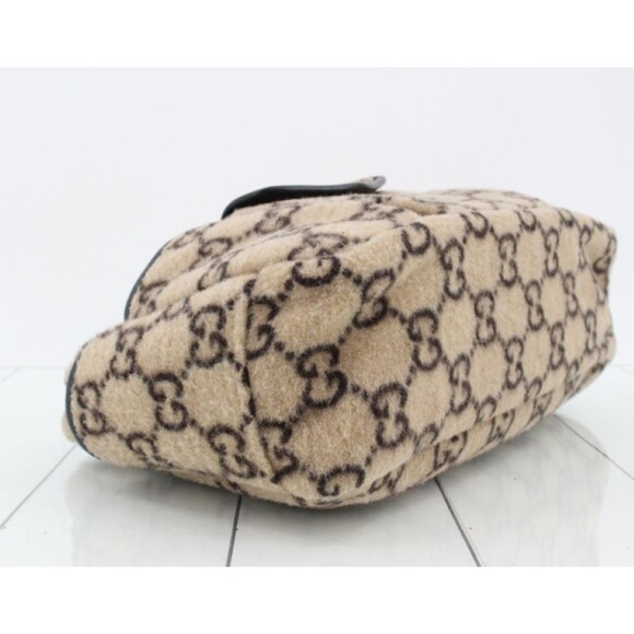 GUCCI Handbag Wool GG logo top handle bag red interior authentic EUC - Picture 8 of 16